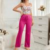 Damen Zweiteiliger Pyjama Set Ärmelloses Cami Crop Top Weitbein Hose Set Sommer Casual