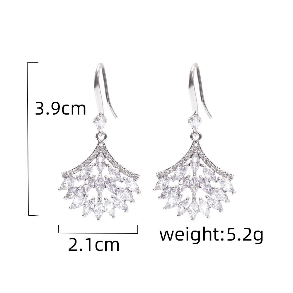 French Ins Style Baby's Breath Fan-Shaped Zircon Earrings - Christmas Gift, Elegant & Luxurious for Women