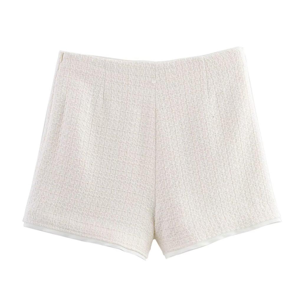 Spring 2025 European & American Women's Bow-Embellished Textured Top & Culottes Set
