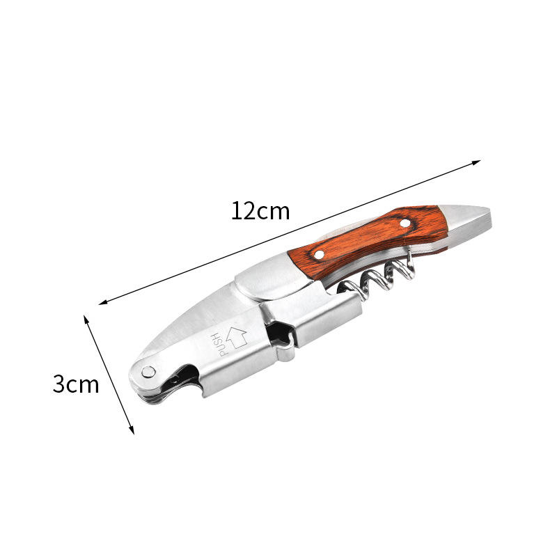 1pc Stainless Steel Wood Handle Wine Corkscrew Professional Wine Opener Portable Screw Corkscrew Multifunction Beer Cap Bottle1