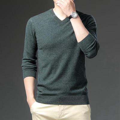 Men's 100% Lambswool V-Neck Business Casual Sweater