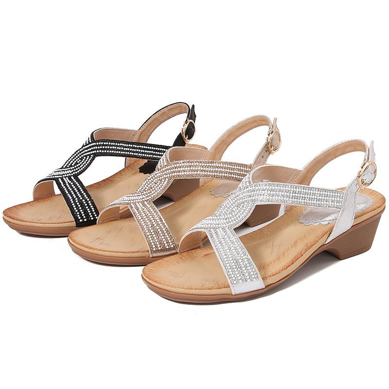 2024 damenschuhe Böhmischen neue mode strass sandalen plattform keilabsatz frauen schuhe