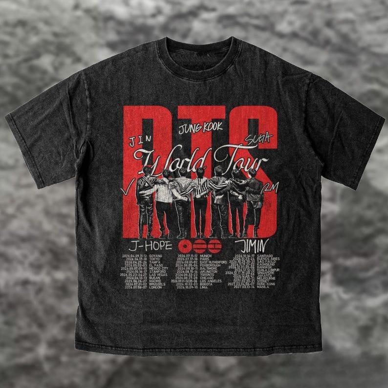 

Вінтажний одяг BTS World Tour 2026 Arirang Shirt, K-pop ARMY Мерч, Одяг для фанатів Bangtan Хіп-хоп Вуличний одяг Оверсайз Футболка з коротким рукавом Повсякденний одяг XXXL
