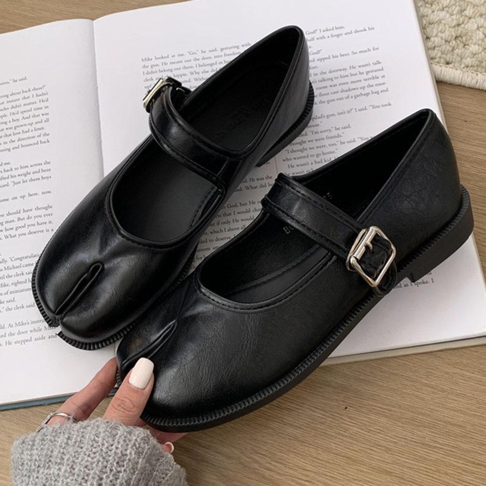 Mary Jane batai su atskirtu pirštu moterims, kvadratiniu kulnu, tabi batai, loaferiai, pavasariui vasarai, iš minkštos odos, moteriški aukštakulniai batai