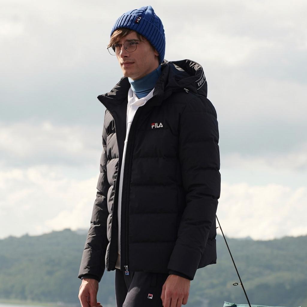 FILA Fleece Lined Hooded Down Jacket Men Outerwear Legendary-Blue F61M048921F-NV