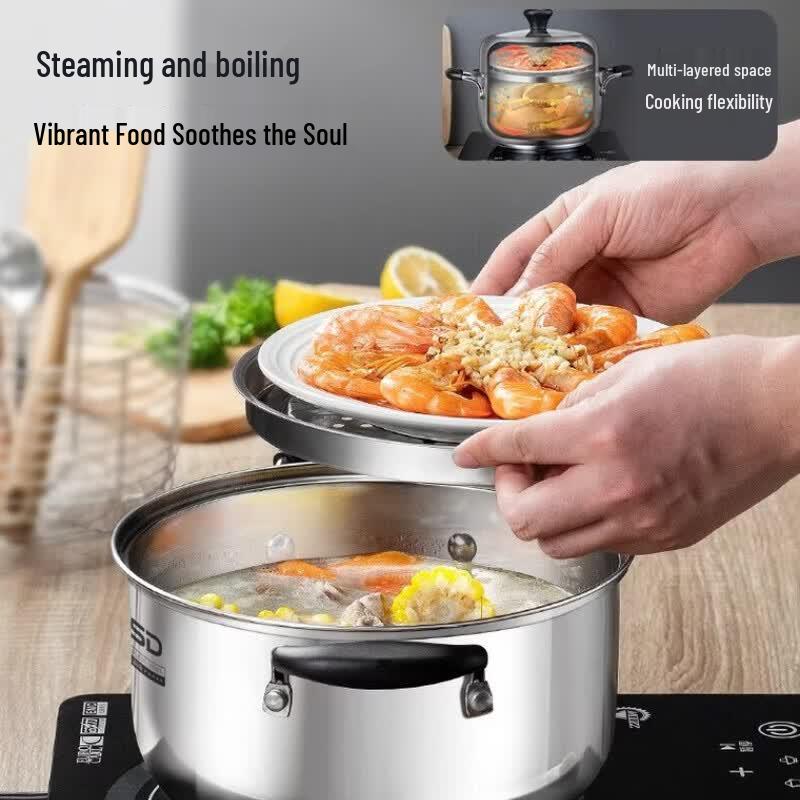 Aishida 304 Stainless Steel Multi-Function Steamer & Soup Pot