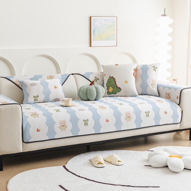 Summer Cartoon Ice Silk Sofa Cushion Summer Mat Seat Cushion Non-Slip  New Cool Seat Cushion High-End Cover Cloth