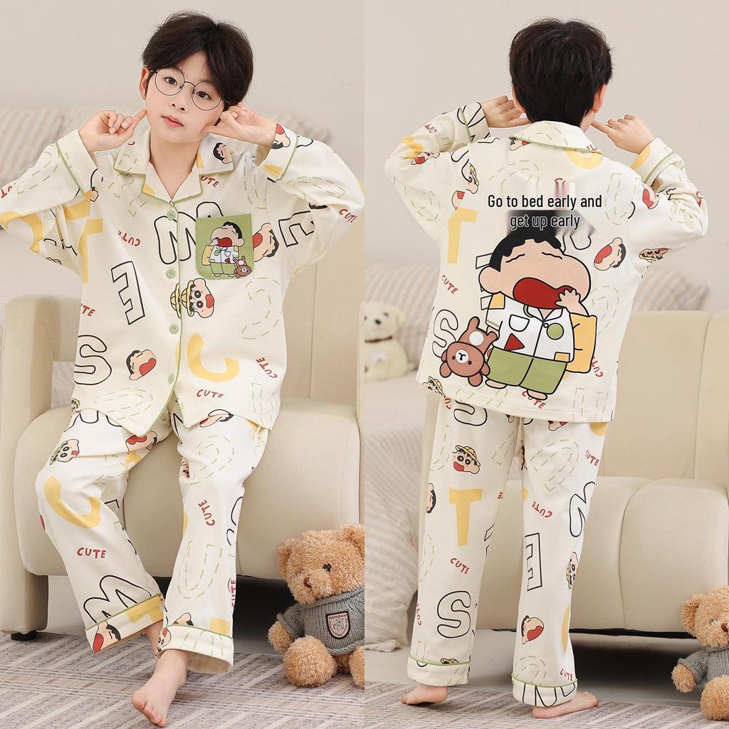 2026 New Girls' Spring & Autumn Long Sleeve Cotton Pajama Set – Princess Style for Medium & Large Children