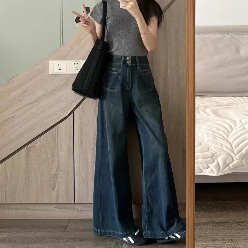 

Womens High Waist Wide Leg Denim Jeans S синий