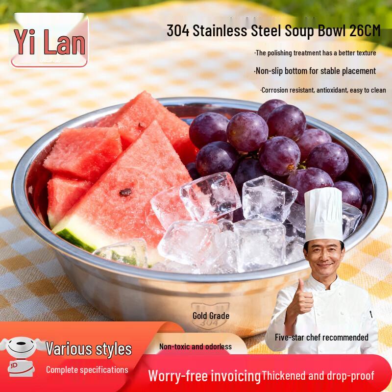 

26cm 304 Stainless Steel Double-Layer Insulated Soup Bowl