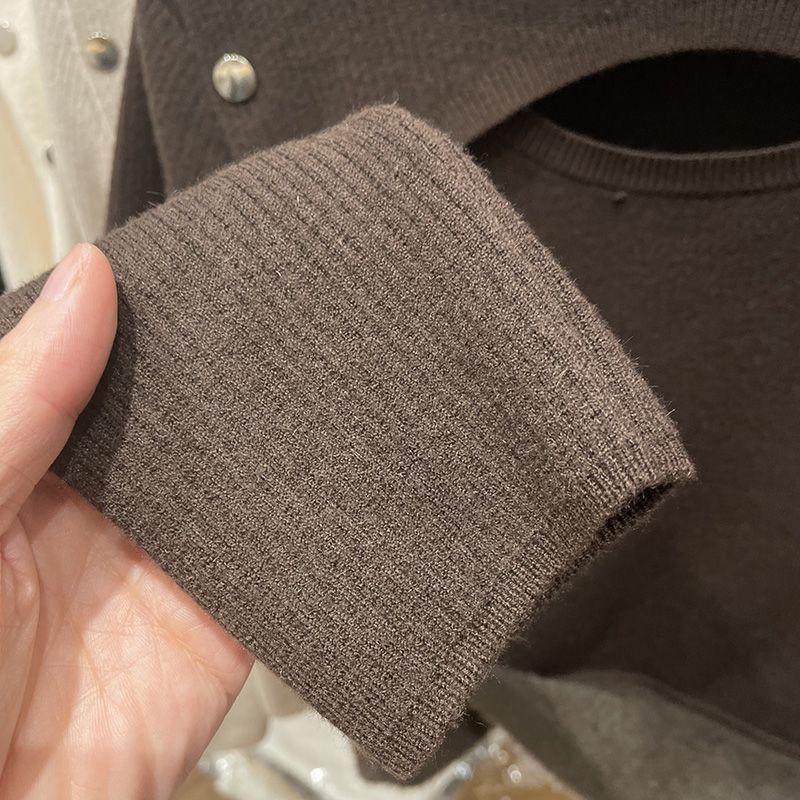 Damen Herbst Winter Rollkragen Strickpullover Weiblich Slim Sexy Aushöhlen Kaschmir Pullover