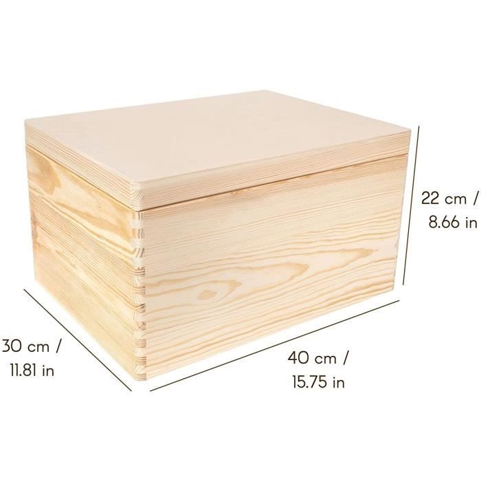 Boite de rangement en bois Creative Deco - 40 x 30 x 22 cm - Boîte à Souvenirs personnalisable