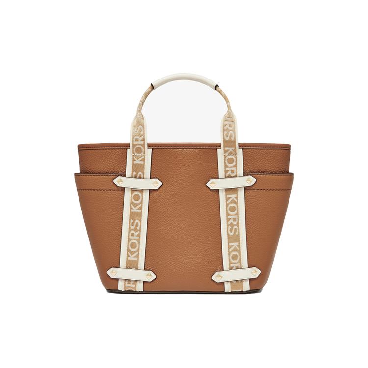 Nova Bolsa Tote MICHAEL KORS Maeve de Lona com Couro de Vaca, Bolsa Tote, Bolsa de Compras, Bolsa de Ombro, Trompetes Feminina Marrom 30F2G5VT1L-105