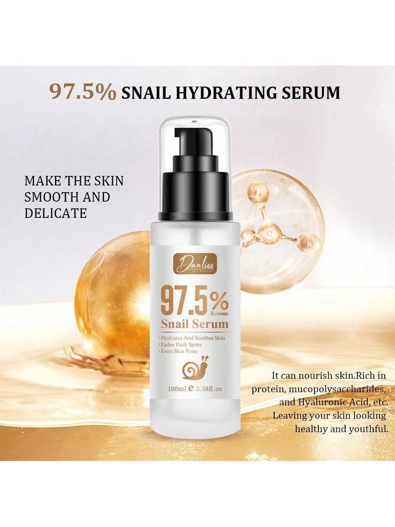 1Pc 100ML 97.5% Snail Serum Glowing Skin.Nourishing.Soft & Smooth Skin.Even Skin Tone.Fades Dark Spo