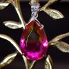 Lab Created Pendant Bi-Color Sapphire 925 Sterling Silver Pear 100 Ct CERTIFIED my-488-ns