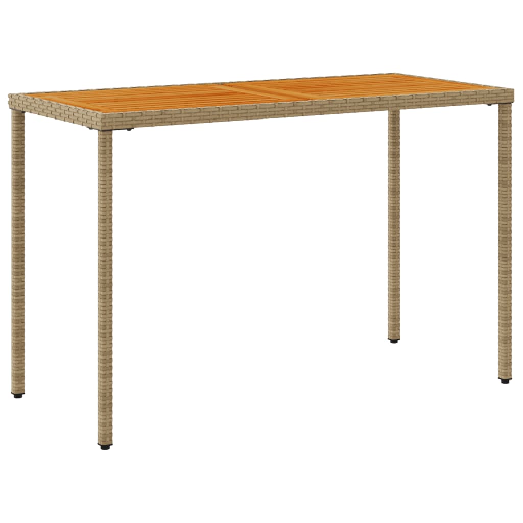 Garden Table with Acacia Wood Top 115 x 54 x 74 cm Poly Rattan
