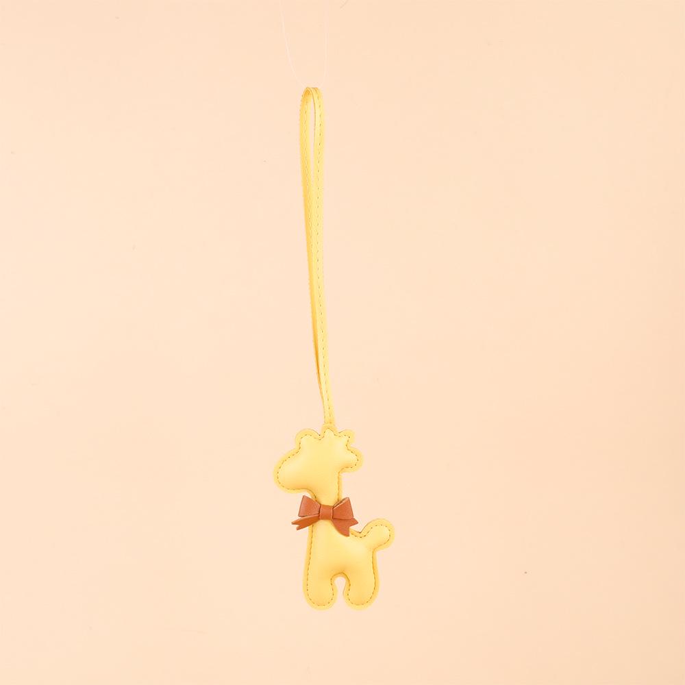Cartoon Giraffe Bow Bag Charm: PU Leather Deer Ornament Keychain