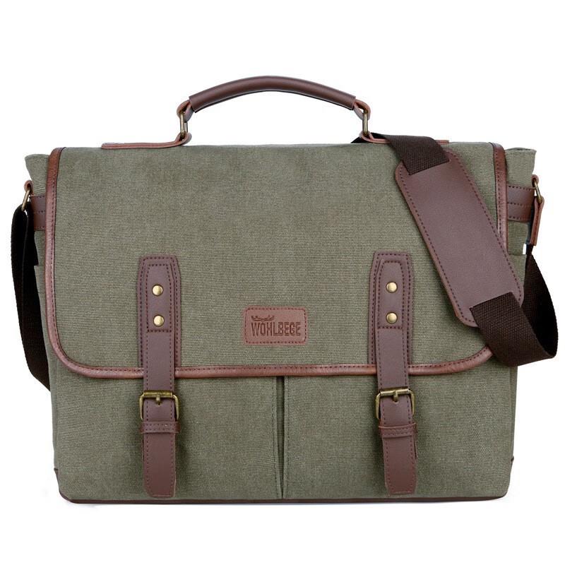 LIDU Men s 15.6-inch Canvas Laptop Messenger Bag 36L
