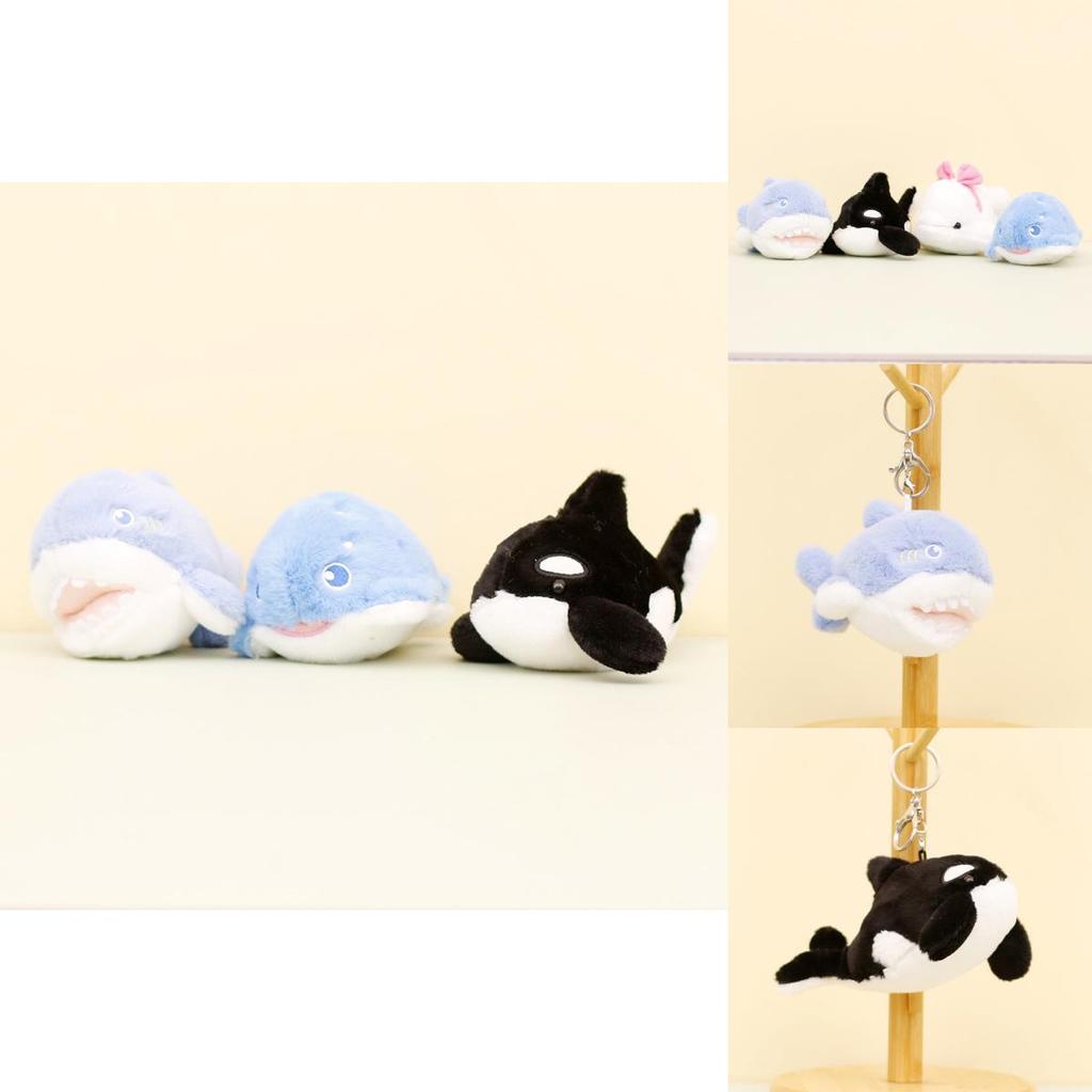 Adorable Marine Animal Plush Keychain 12cm Cute Shark Whale Dolphin Stuffed