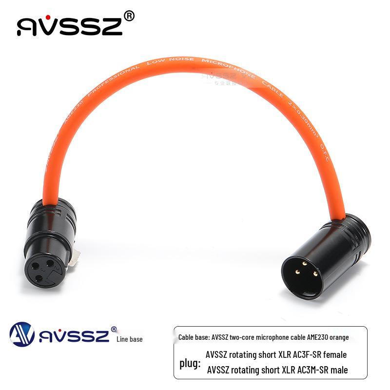 AVSSZ FX3 Gold-Plated XLR L-Shaped Microphone Cable, Short Male to Female Audio Connector