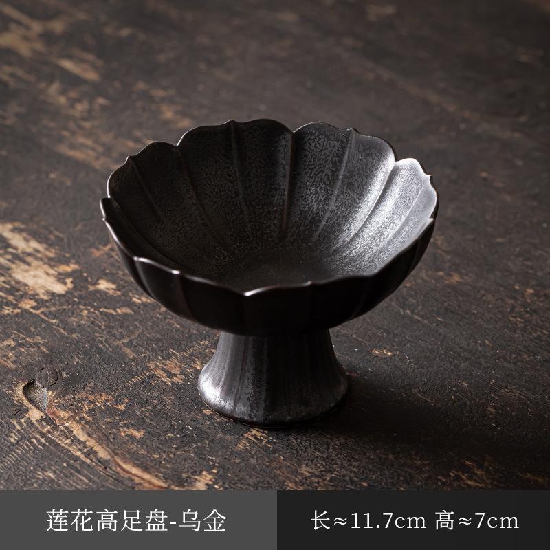 Čínská keramická mísa na ovoce na vysoké noze Zenová mísa na občerstvení pro Buddhu Talíř na pečivo Vynikající talíř na svačinu na vysoké noze Zásnubní talíř