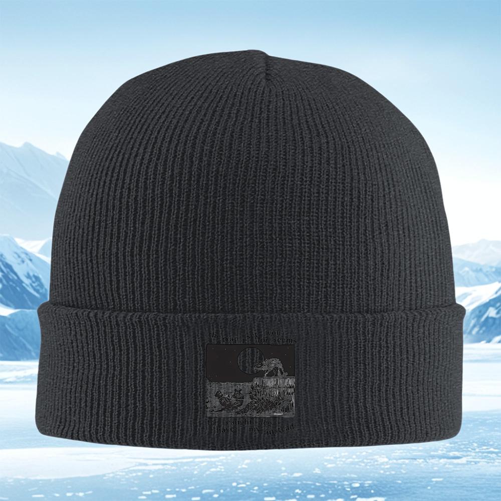 Fox moon trap caught leg instead Men Women Unisex Knitted Hat Beanie Pullover Cap Winter Thermal Warm Christmas Outdoor Cycling
