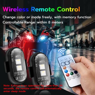 7 Color Led Car Strobe Lights Motorcycle LED Position Wireless Light DroneWireless Remote Control Flashing Warning Signal Light