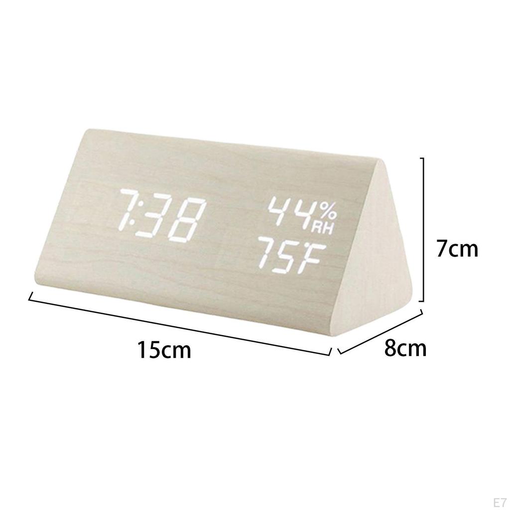 with Temperature Voice Control Large Display Triangle Brightness Adjustable for Bedside Desktop
