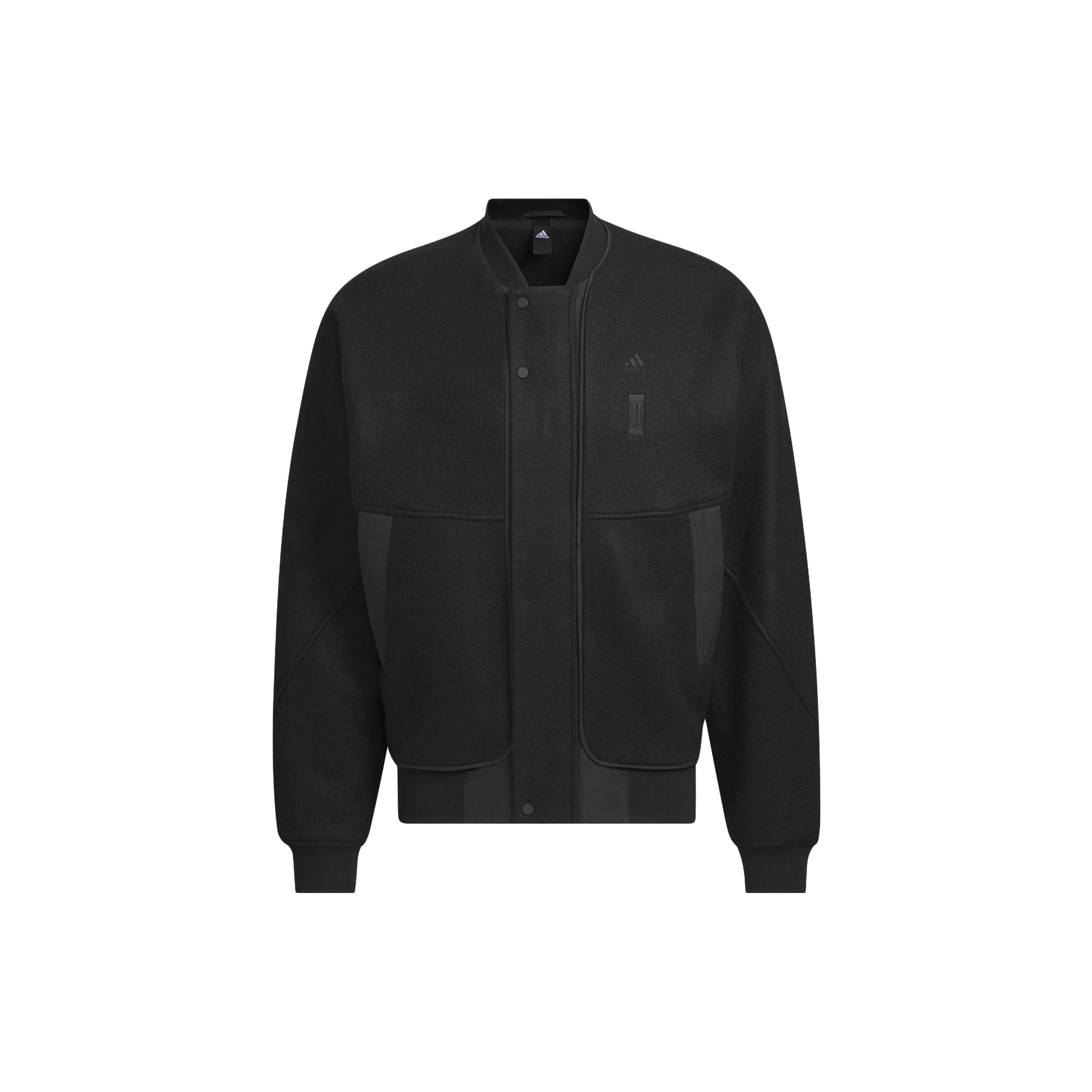 Adidas Wuji Melton Stand Collar Full Zip Fleece Lined Warm Casual Outdoor Jacket Men Black IP4910 M