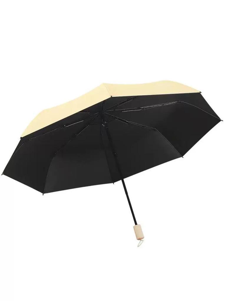 Wooden Handle Folding Sun Umbrella for Women, Dual-Use for Sun and Rain, Bowknot Folding Umbrella, Portable Sun and Rain Umbrella