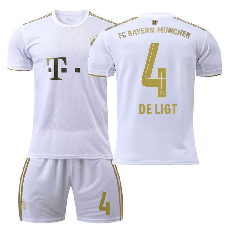 2223 Bayern Away White Nr. 17 Mane 4 Dericht 25 Muller Trikot Fußball Uniform Set Sportbekleidung