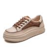 Fashion GKTINOO Sneakers Women Genuine Cow Leather Flats Thick Soled Lace-Up Spring Autumn Lady Casual Flat Shoes Handmade Women Shoes