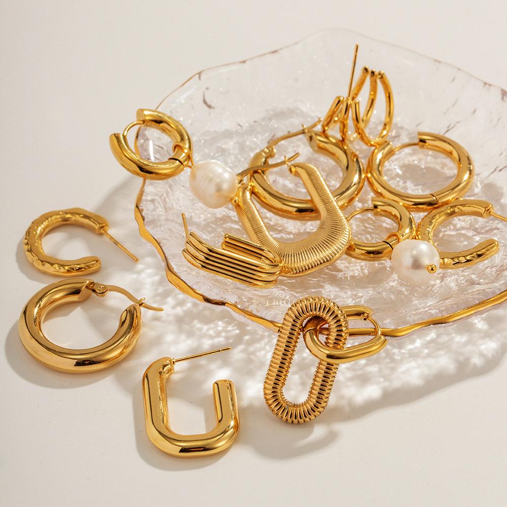 Simple Gold Hoop Earrings Minimalist Elegant Hypoallergenic Non-Tarnish Earrings for Women