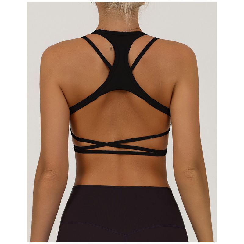 

Export Xinmei Back Workout Bra Bar Female with Chest Pad Nude Feel Sports Yoga Beauty Back Sling Elastic Quick-Drying Tops Black S