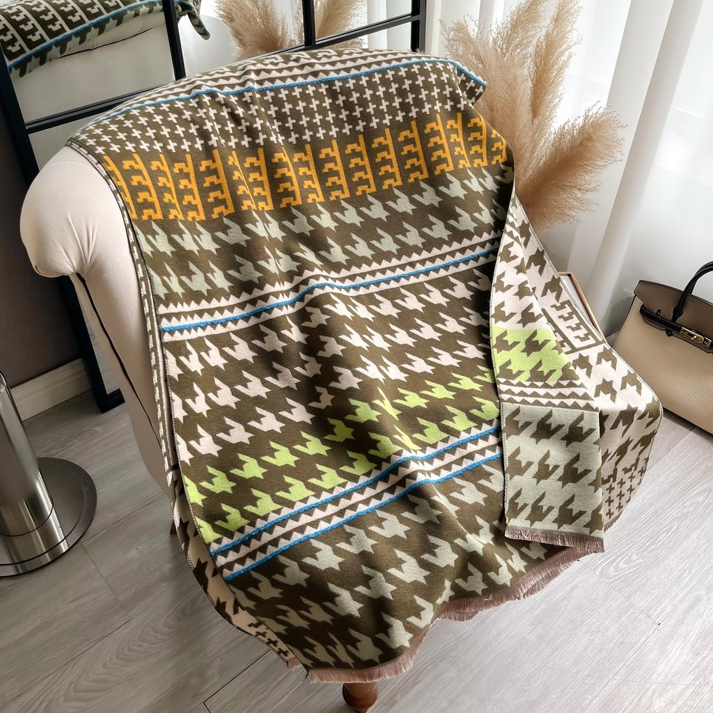 New Houndstooth Print Scarf For Women Warmer Winter Cashmere Pashmina Scarves Shawls Female Thick Blanket Wraps Foulard