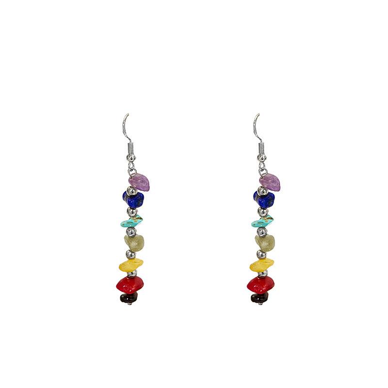 Hot-selling colorful gravel earrings, creative irregular earrings, winding seven-color handmade earrings