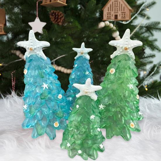 12/15/20CM Mořská sklenice vánoční ozdoba na stromeček Modrá Zelená Mořská skleněná hvězdice Mušle s motivem oceánu Vánoce