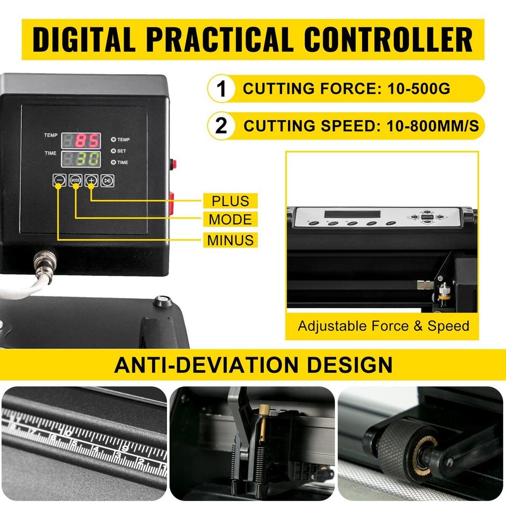 5 in 1 Heat Press Transfer Machine 38x38cm with 34” Vinyl Cutter Plotter Machine Kit Art Craft Printer Sublimation(34”/870mm)
