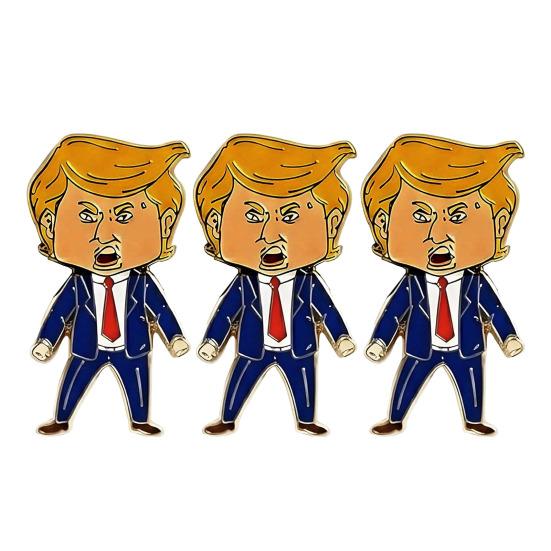 Tecknad President Nål Metallbrosch Pin Pin Accessoar för Emalj Lapel Rolig Figur Män Kvinnor Rock