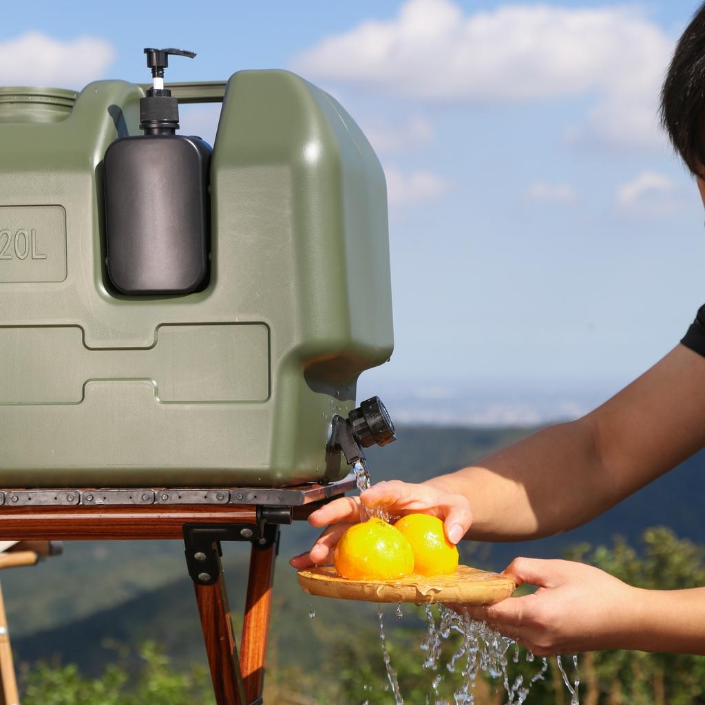 20L PE Water Storage Bucket Large Capacity Water Carrier Canister with Faucet Hand Sanitizer Jar Portable Driving Water Tank