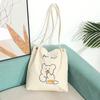 Women Corduroy Shoulder Bag Bears Embroidery Striped Canvas Handbag Eco Cloth Tote Cute Soft Shopping Bags For Ladies Animal Bag
