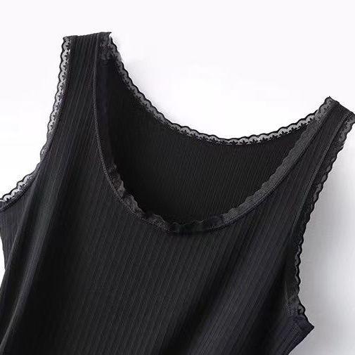 Umbilical Lace Modal Strap Tank Top Versatile Outerwear Sleeveless Short Slim Fit Top for Women