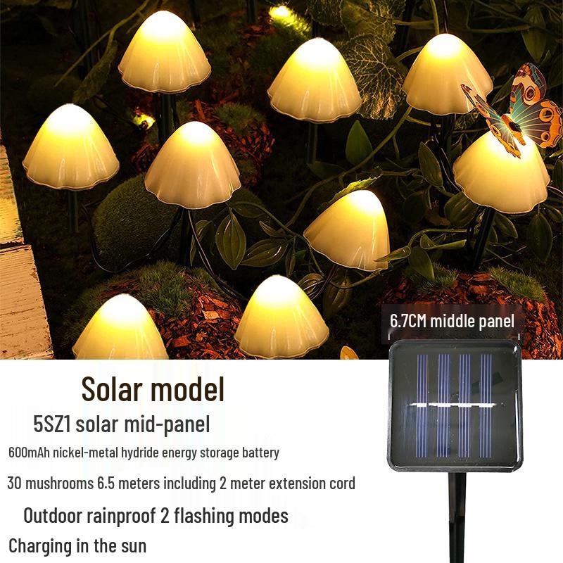 Waterproof Solar Mushroom String Lights for Outdoor Courtyard & Garden Decoration