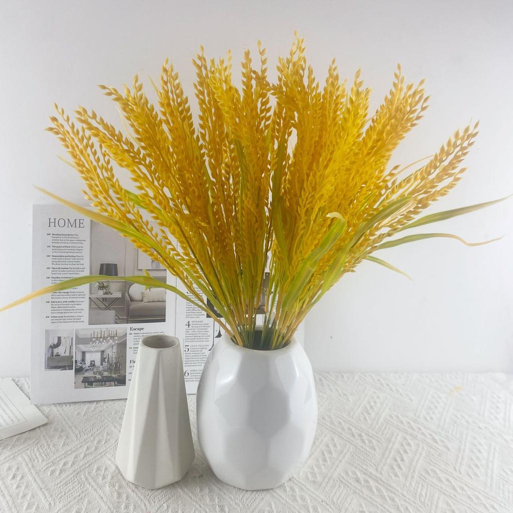 10pcs Simulation Plant 5 Heads Wheat Ears Golden Rice Pastoral Crops Home Decoration Props