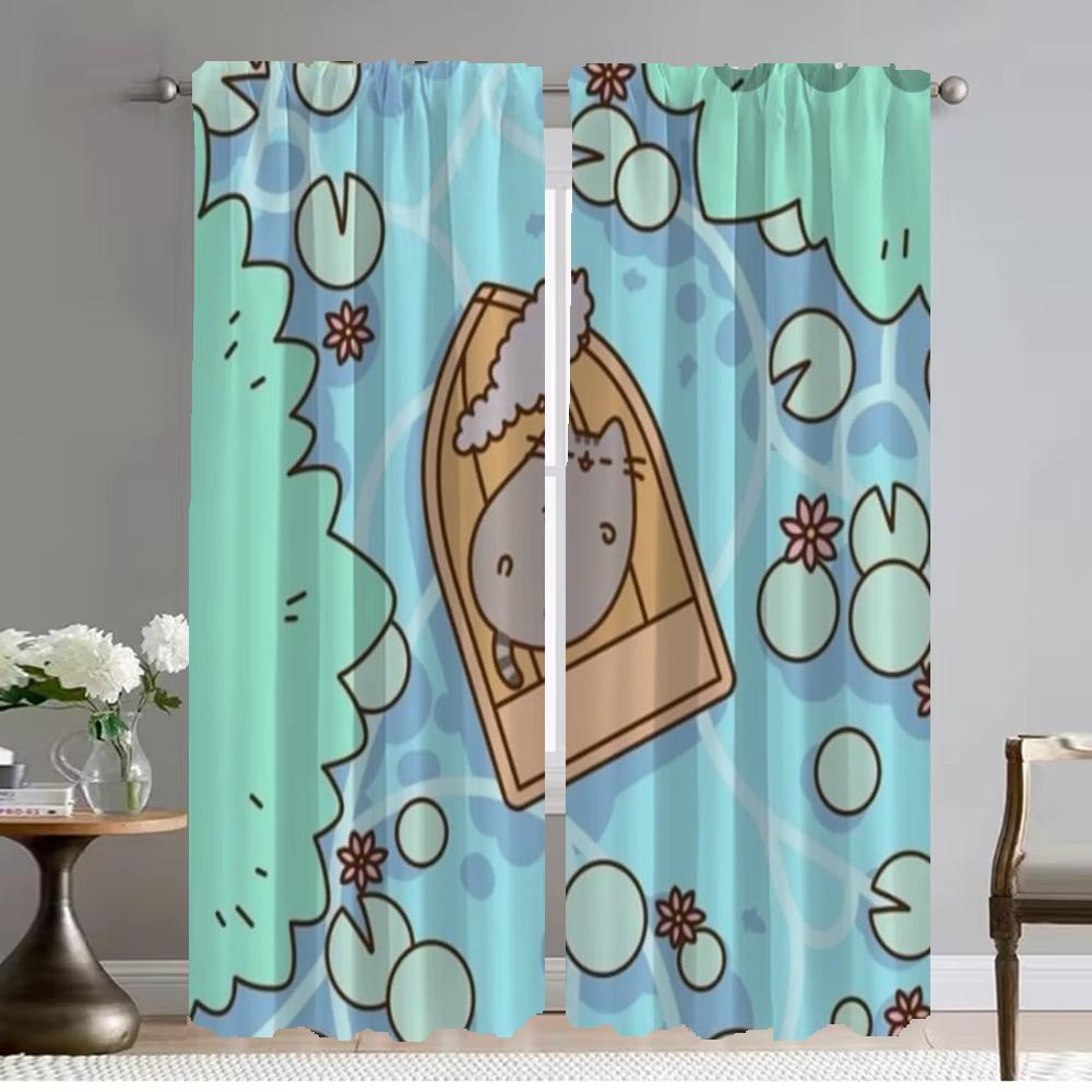 

Blackout Curtain for Room 2 Panel Kawaii Fat Cat Kitchen Curtains Tulle for Bedroom Partition Shades Home Interior Curtains W50xH70cmx2pcs-CL