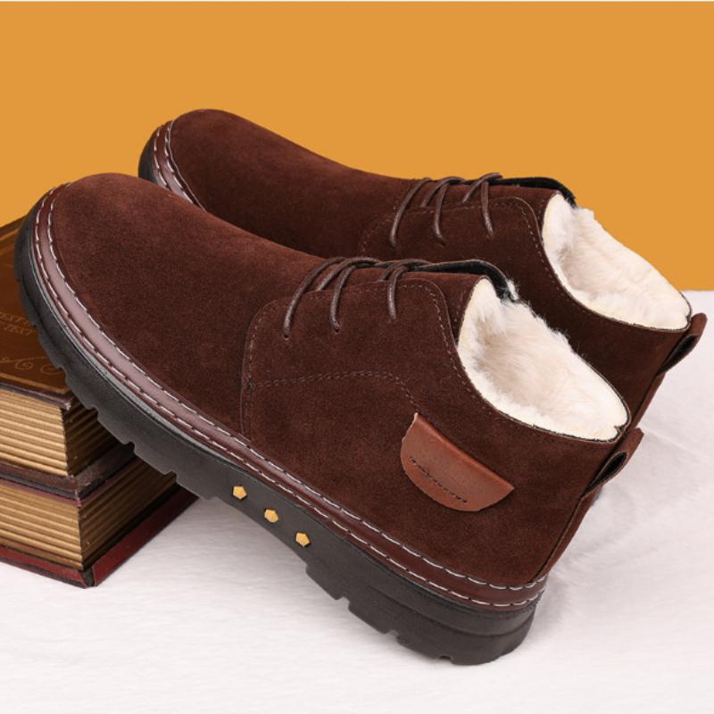 Winter Men's Shoes Snow Boots Anti-Slip Thickened Warm and Fleece-Lined Short Boots