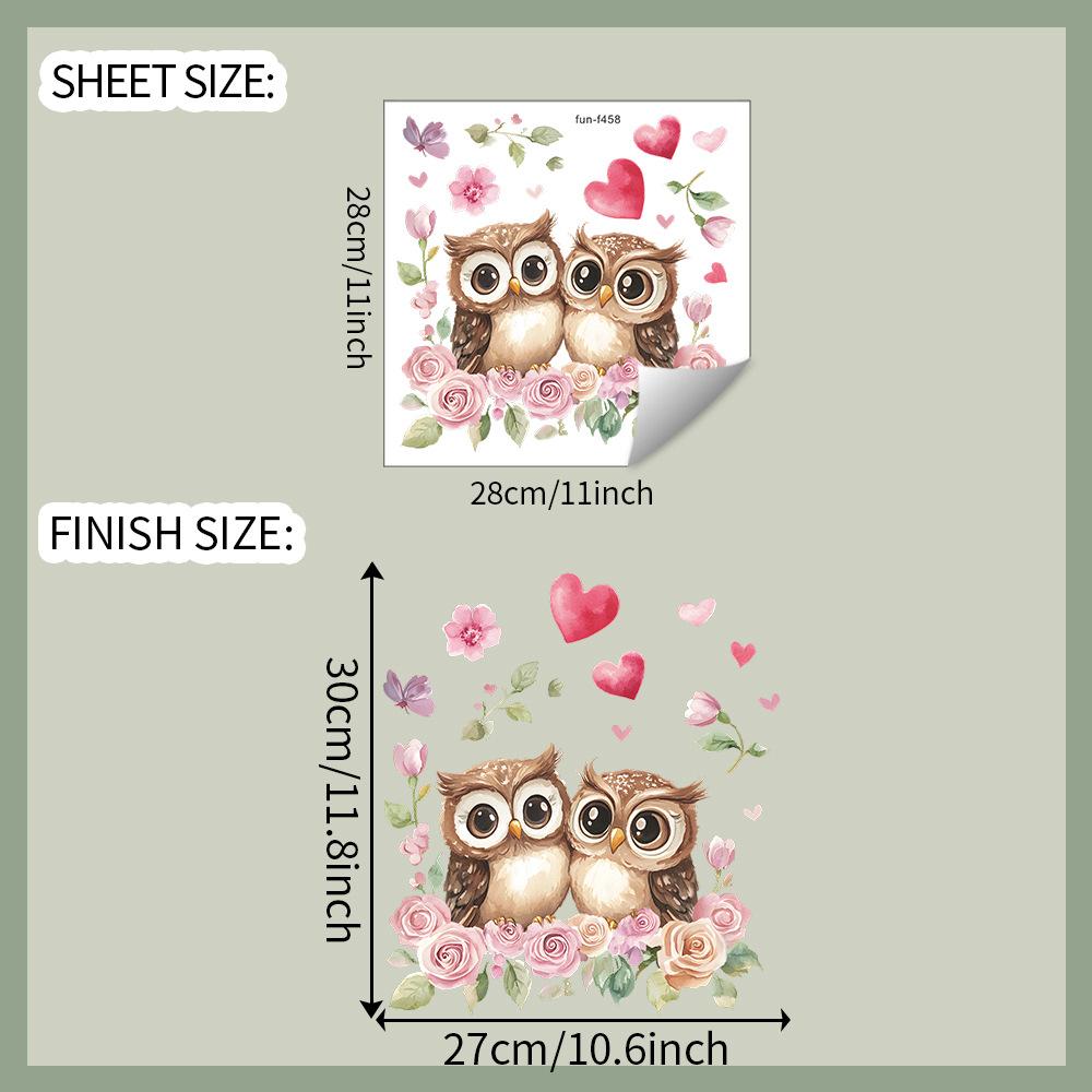 Valentine's Day Cat-headed Eagle Couple Love Balcony Glass Window Home Background Beautification Window Stickers