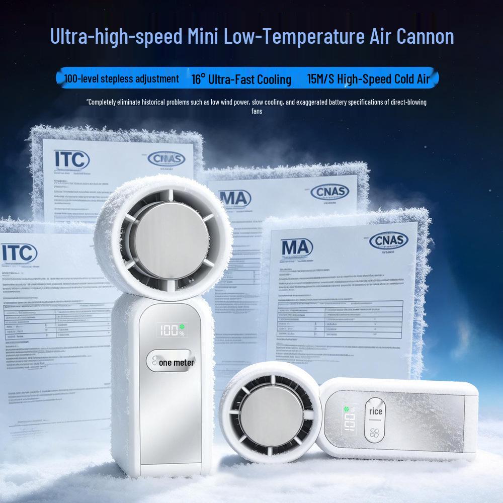 2026 High-Speed Handheld Fan: Ice-Cooling, Large Airflow, Portable for Students and Offices