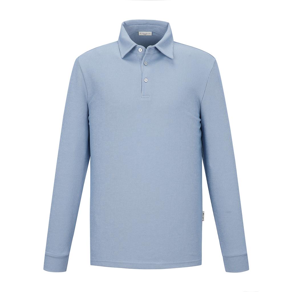 FERRAROMILANO Cp Vertical Ribbed Y-Collar T-Shirt L/Blue (Amsftty10141)