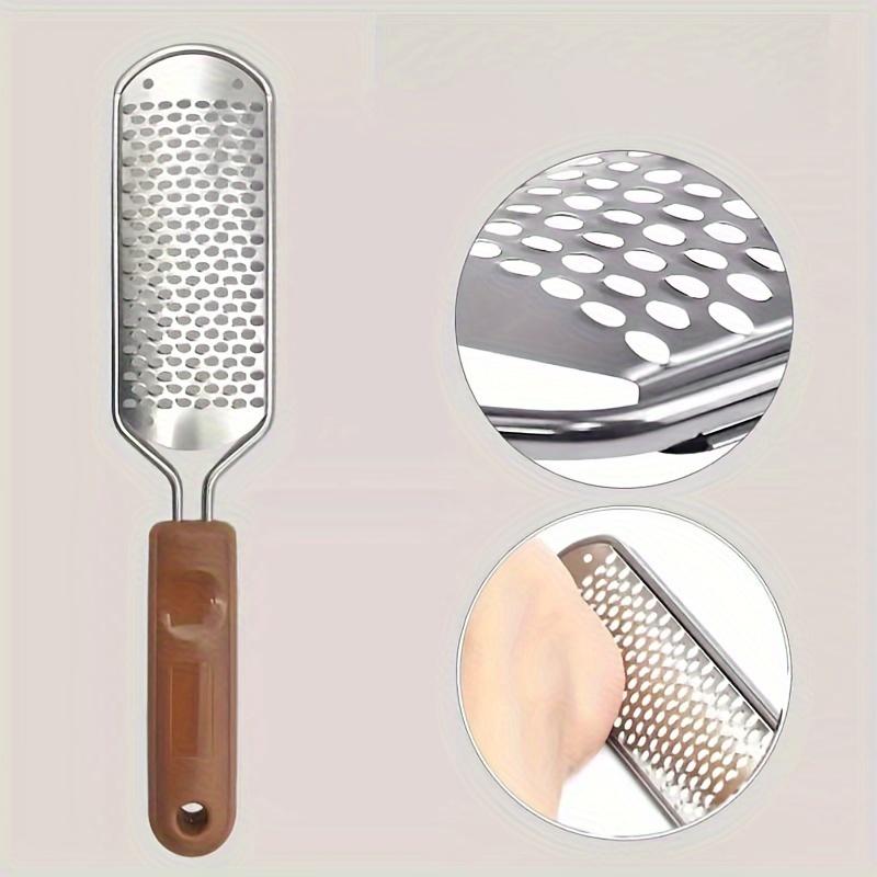 2 Stück Edelstahl Fußfeilen-Set - Exfolierende & Nagelreinigungs-Werkzeuge mit Ergonomischem Griff, Langlebiger Schrubber für Sanftes Peeling